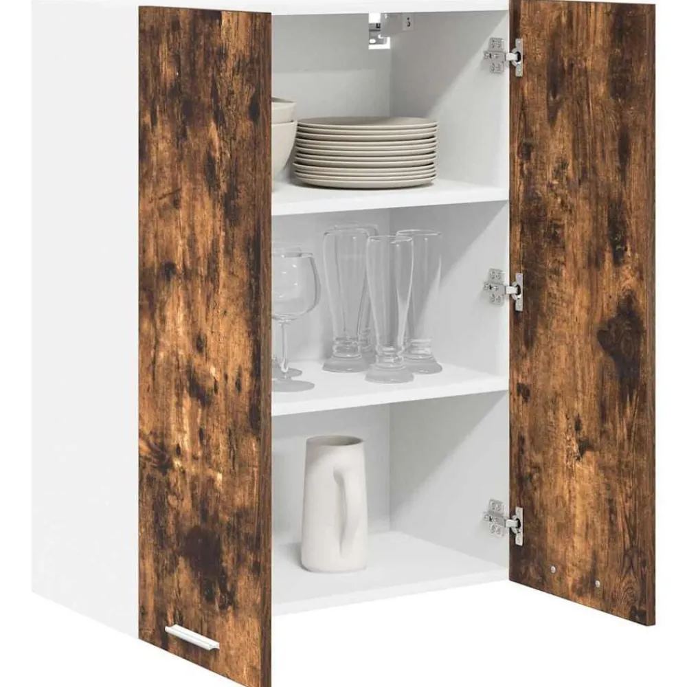 vidaXL Mueble colgante con puerta 60 x 31 x 80 cm Roble ahumado Discount