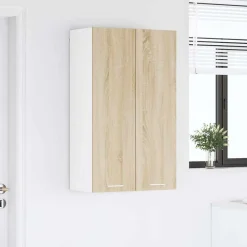 vidaXL Mueble colgante con puerta Roble Sonoma 60 x 31 x 100 cm Madera reciclada Discount