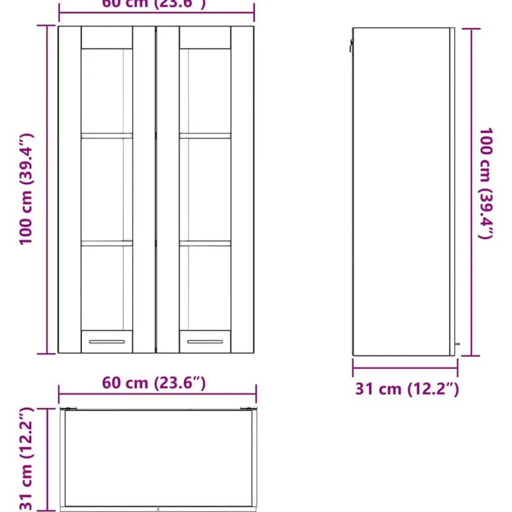vidaXL Mueble colgante con almacenamiento 60 x 31 x 100 cm Gris sonoma Sale