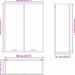 vidaXL Armarios Y Almacenamiento-Mueble colgante con almacenamiento 80 x 31 x 100 cm