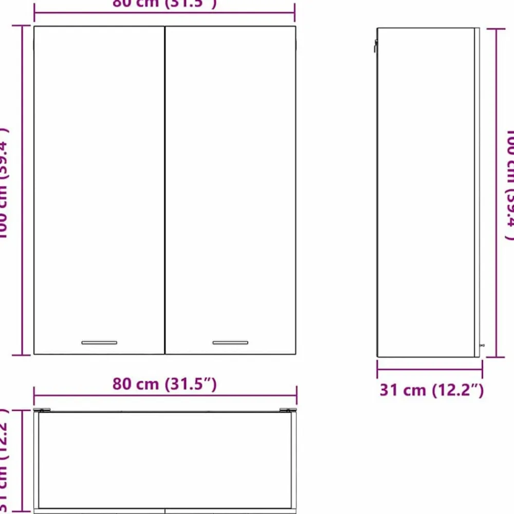vidaXL Armarios Y Almacenamiento-Mueble colgante con almacenamiento 80 x 31 x 100 cm