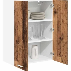 vidaXL Mueble colgante con almacenamiento Madera vieja 60 x 31 x 80 cm Madera envejecida Outlet
