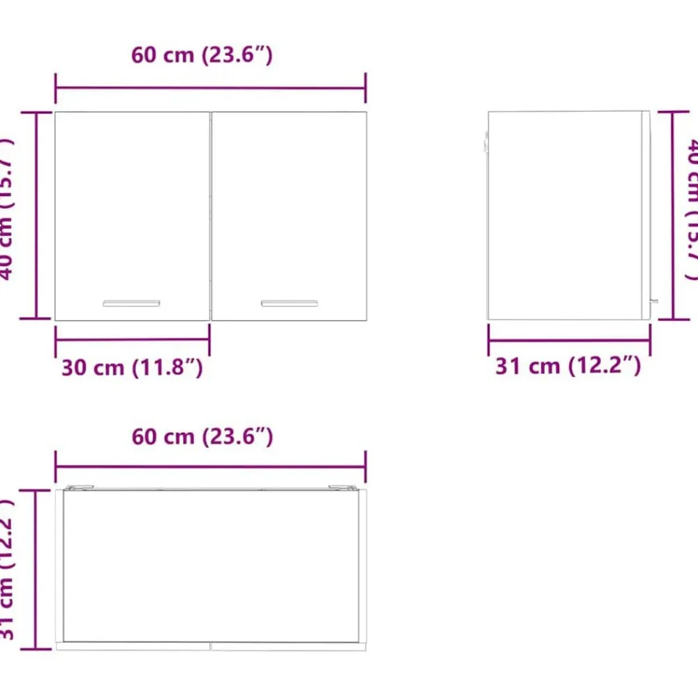 vidaXL Mueble colgante con puerta 2 pcs Madera Vieja y 60 x 31 x 40 cm Madera envejecida Discount