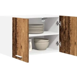 vidaXL Mueble colgante con puerta 2 pcs Madera Vieja y 60 x 31 x 40 cm Madera envejecida Discount