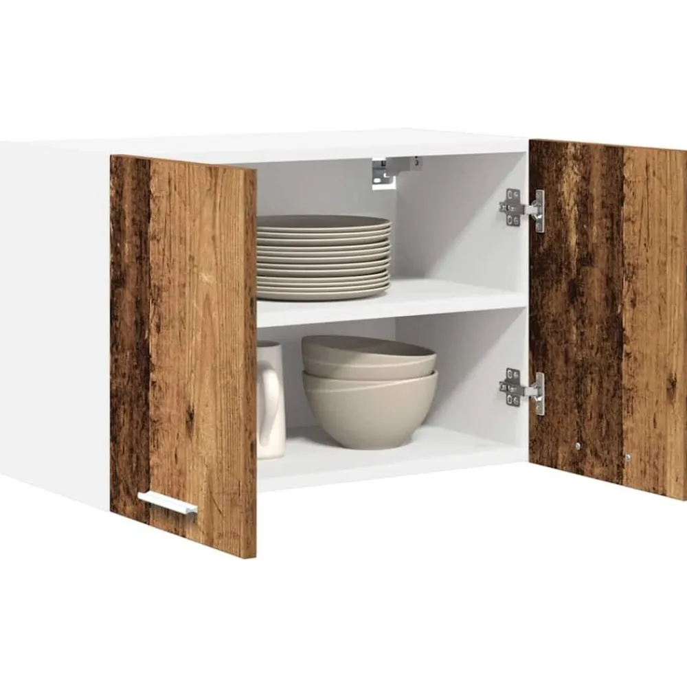 vidaXL Mueble colgante con puerta 2 pcs Madera Vieja y 60 x 31 x 40 cm Madera envejecida Discount