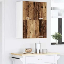 vidaXL Mueble colgante con puerta 2 pcs Madera Vieja y 60 x 31 x 40 cm Madera envejecida Discount