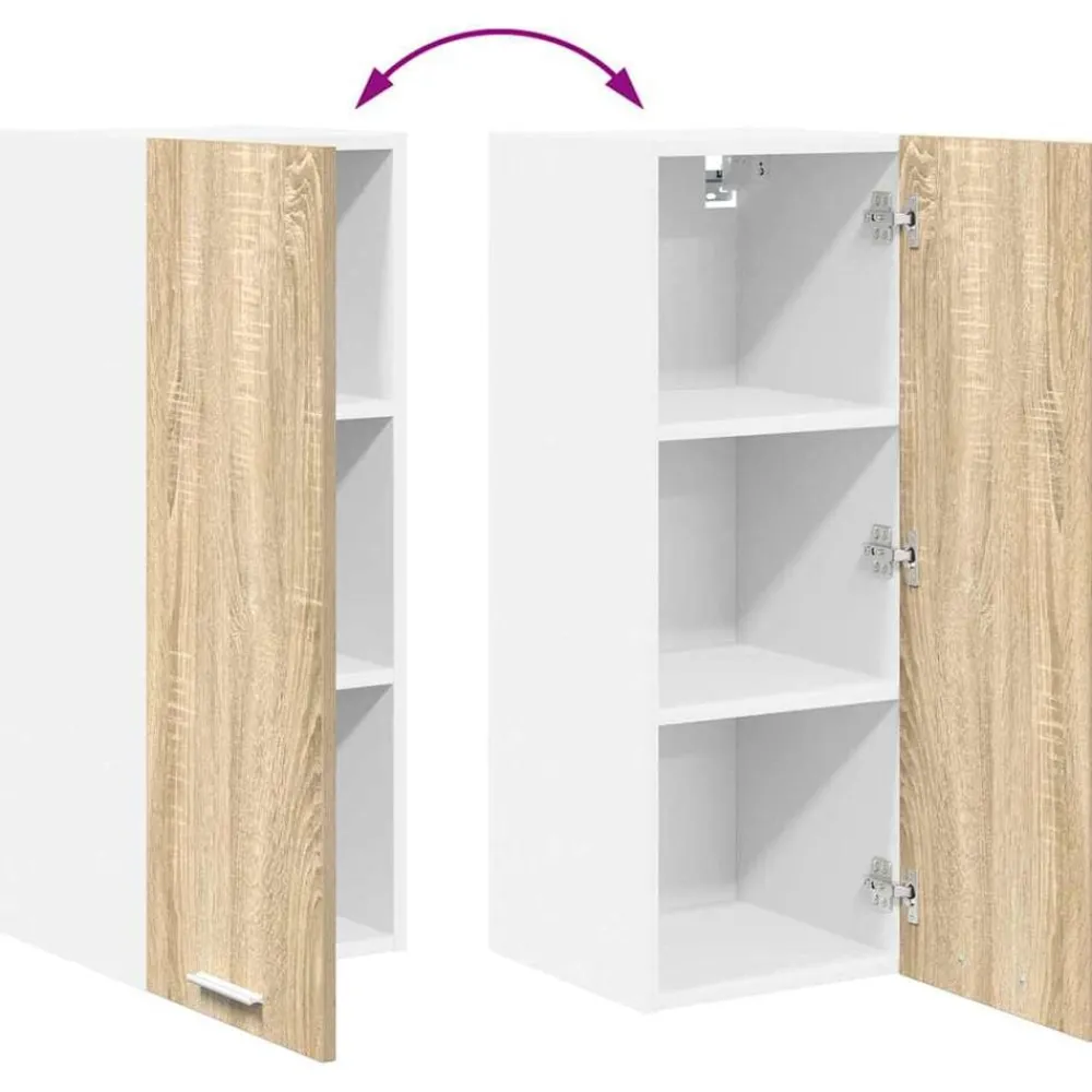 vidaXL Mueble colgante con puerta Roble Sonoma y 30 x 31 x 80 cm Madera reciclada Hot