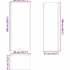 vidaXL Mueble colgante con puerta 40 x 31 x 100 cm Roble ahumado Clearance