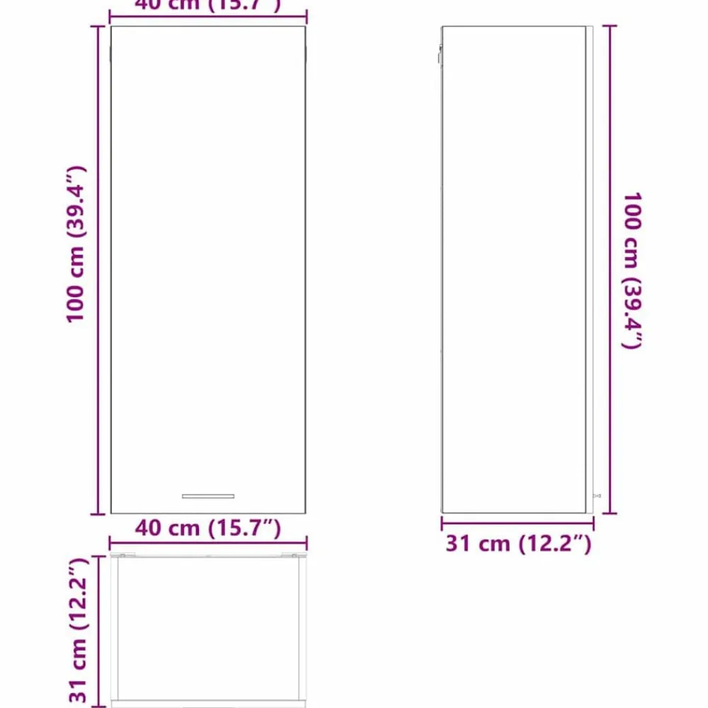 vidaXL Mueble colgante con puerta 40 x 31 x 100 cm Roble ahumado Clearance