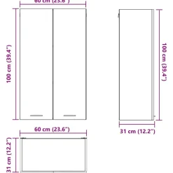 vidaXL Armarios Y Almacenamiento-Mueble colgante con puerta 60 x 31 x 100 cm