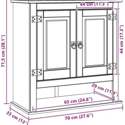 vidaXL Mueble colgante Corona 70 x 33 x 71,5 cm Madera de pino macizo Discount