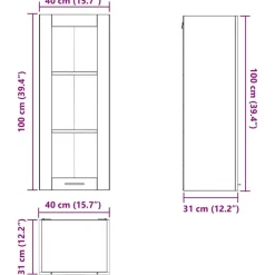 vidaXL Mueble colgante con puerta 40 x 31 x 100 cm Gris concreto Outlet