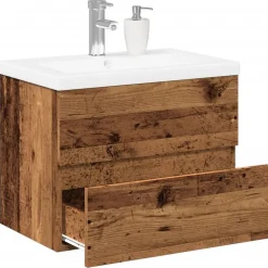 vidaXL Armarios Y Almacenamiento-Mueble con lavabo integrado madera envejecida