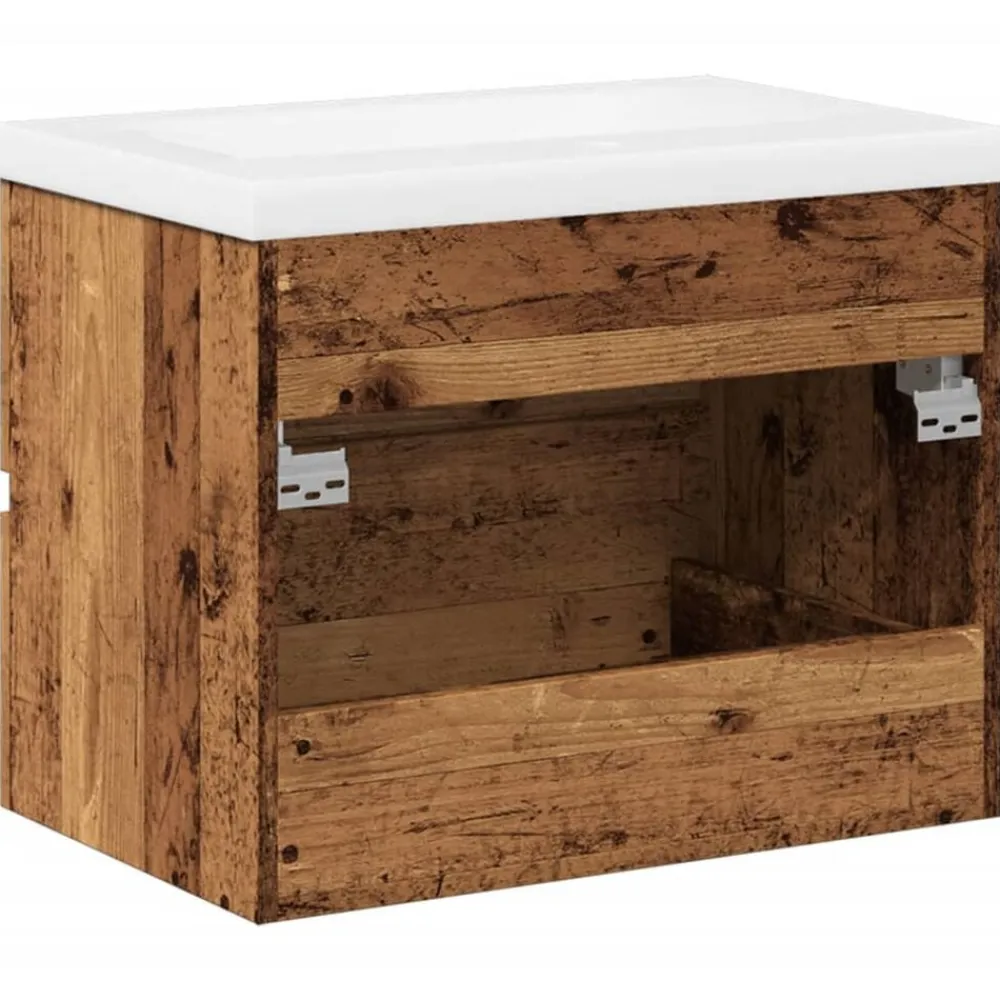 vidaXL Armarios Y Almacenamiento-Mueble con lavabo integrado madera envejecida