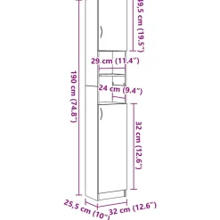 vidaXL Conjuntos De Muebles-Mueble de baño Artisan Oak 32x25,5x190 cm Madera de ingeniería