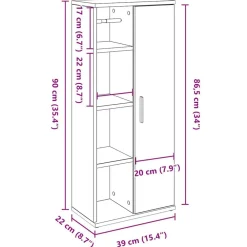 vidaXL Conjuntos De Muebles-Mueble de baño con portarrollos 39x22x90 cm