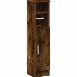 vidaXL Mueble de baño con portarrollos 20,5x22x90 cm Roble ahumado Discount