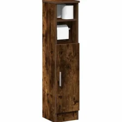 vidaXL Mueble de baño con portarrollos 20,5x22x90 cm Roble ahumado Discount