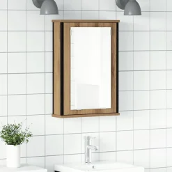 vidaXL Mueble de baño con espejo de roble artesanal 42x12x60 cm Roble artisan Online