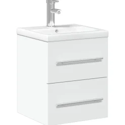 vidaXL Mueble de baño con lavabo integrado Blanco Clearance