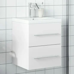 vidaXL Mueble de baño con lavabo integrado Blanco Clearance