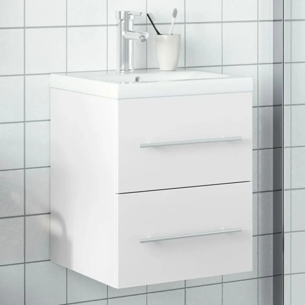 vidaXL Mueble de baño con lavabo integrado Blanco Clearance