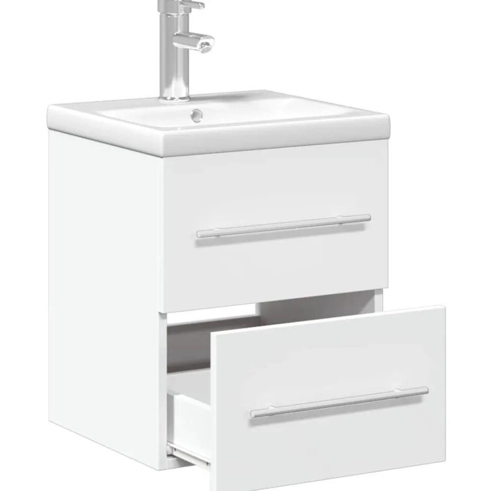 vidaXL Mueble de baño con lavabo integrado Blanco Clearance