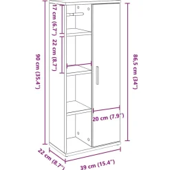 vidaXL Conjuntos De Muebles-Mueble de baño con portarrollos 39x22x90 cm