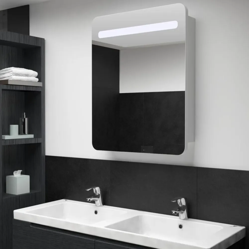 vidaXL Armarios Y Almacenamiento-Mueble de baño con espejo LED 60x11x80 cm