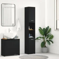 vidaXL Conjuntos De Muebles-Mueble de baño de madera de 30x30x183,5 cm