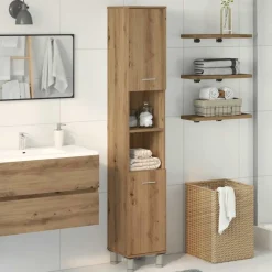vidaXL Mueble de baño madera de ingeniería 30x30x179 cm Roble artisan