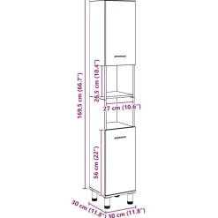 vidaXL Mueble de baño madera de ingeniería 30x30x179 cm Roble artisan
