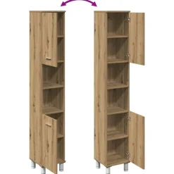 vidaXL Mueble de baño madera de ingeniería 30x30x179 cm Roble artisan