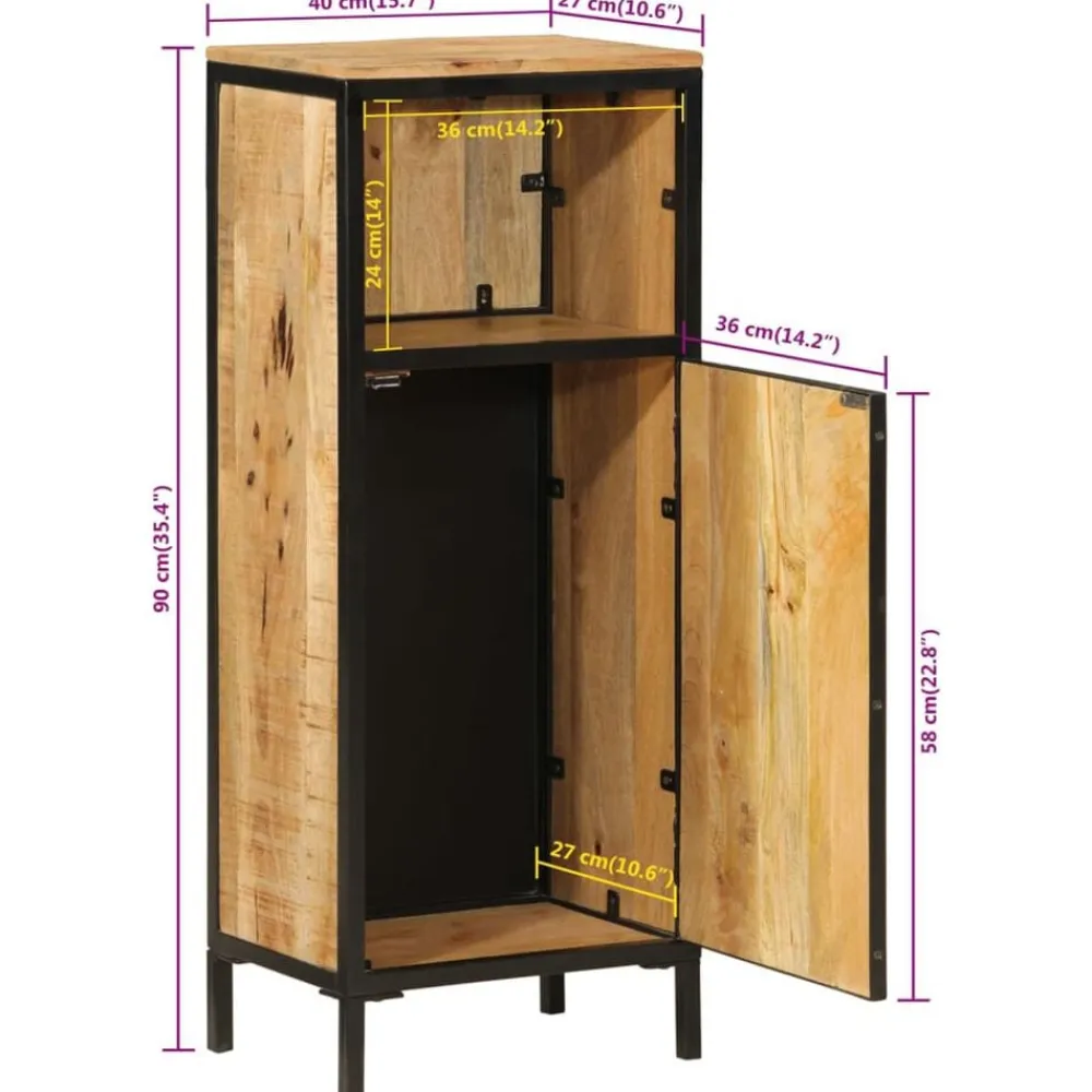 vidaXL Mueble de baño madera maciza de mango y hierro 40x27x90 cm Outlet