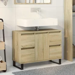 vidaXL Armarios Y Almacenamiento-Mueble de baño madera de ingeniería 80x33x60 cm