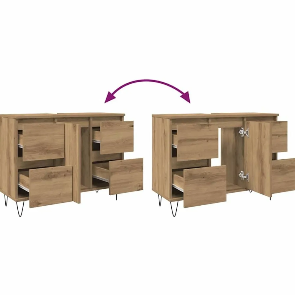 vidaXL Conjuntos De Muebles-Mueble de baño madera de ingeniería 80x33x60 cm