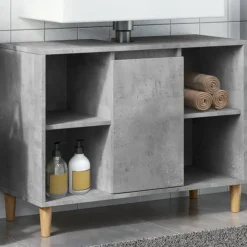 vidaXL Mueble de baño madera de ingeniería gris hormigón 80x33x60 cm Gris hormig&oacute;n Clearance