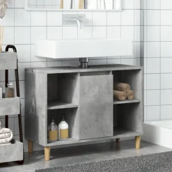 vidaXL Mueble de baño madera de ingeniería gris hormigón 80x33x60 cm Gris hormig&oacute;n Clearance