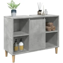 vidaXL Mueble de baño madera de ingeniería gris hormigón 80x33x60 cm Gris hormig&oacute;n Clearance