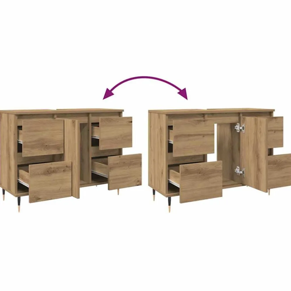 vidaXL Conjuntos De Muebles-Mueble de baño madera de ingeniería 80x33x60 cm