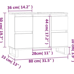 vidaXL Armarios Y Almacenamiento-Mueble de baño madera de ingeniería 80x33x60 cm