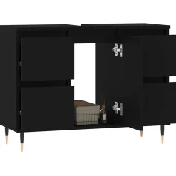 vidaXL Mueble de baño madera de ingeniería 80x33x60 cm Negro Online