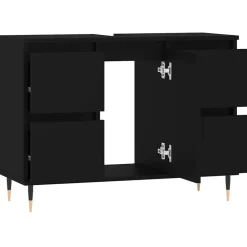 vidaXL Mueble de baño madera de ingeniería 80x33x60 cm Negro Online