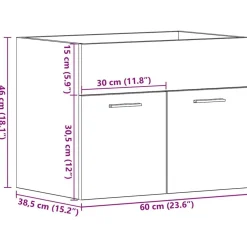 vidaXL Mueble de baño para lavabo de 60x38,5x46 cm Roble negro Sale