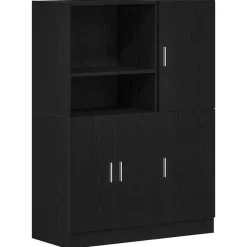 vidaXL Mueble de cocina 2 piezas madera contrachapada Negro New