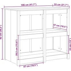 vidaXL Mueble de Cocina con estante MEPPEL Cálido 106 x 55 x 92 cm Madera de pino blanca