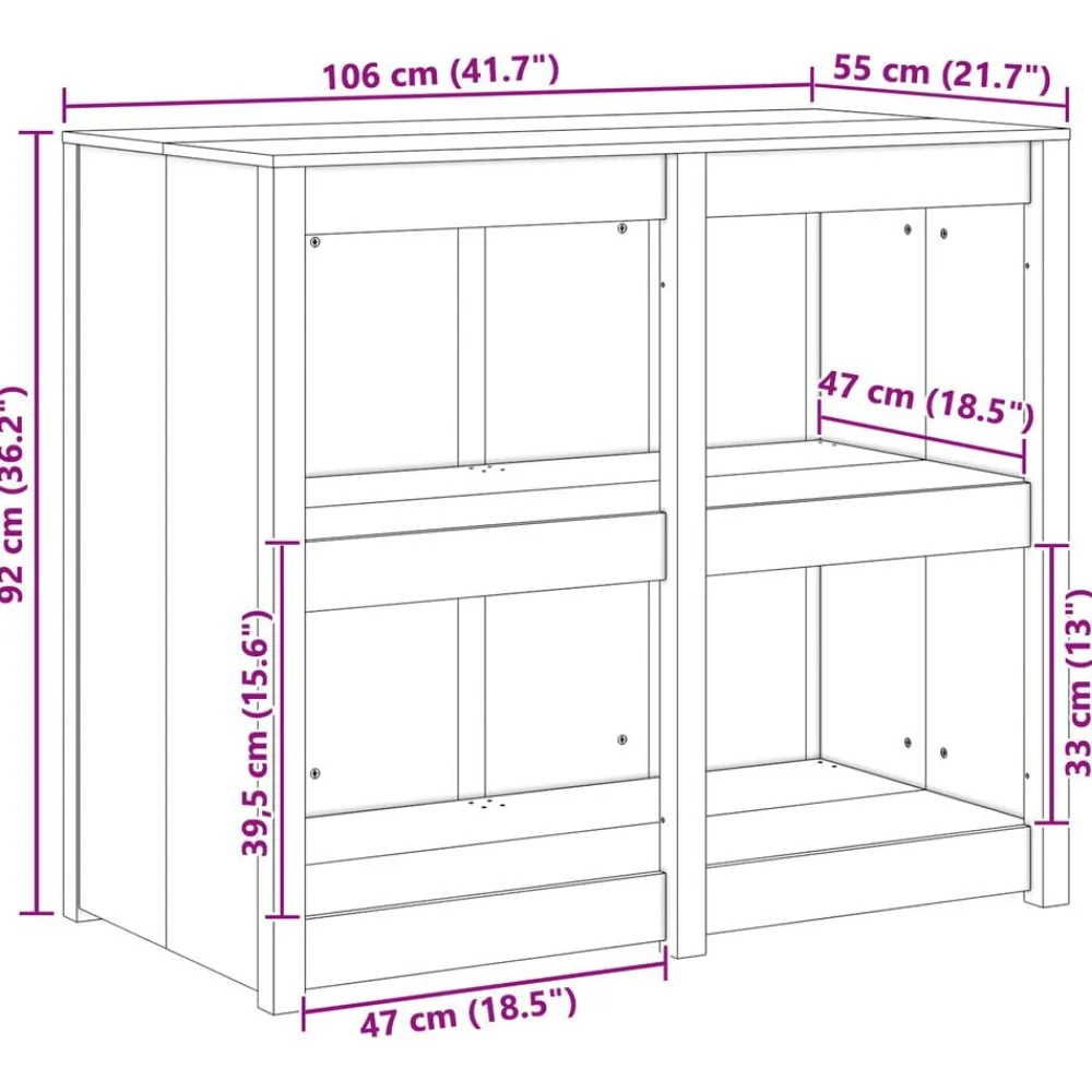 vidaXL Mueble de Cocina con estante MEPPEL Cálido 106 x 55 x 92 cm Madera de pino blanca