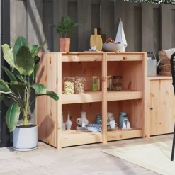 vidaXL Mueble de cocina de exterior MEPPEL madera maciza de pino 106x55x92 cm Pino natural Discount
