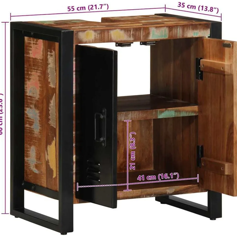 vidaXL Mueble de Cuarto de Baño Marrón Madera sólida recuperada Outlet