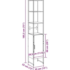 vidaXL Armarios Y Almacenamiento-Mueble de Cuarto de Baño 33 x 33 x 185,5 cm